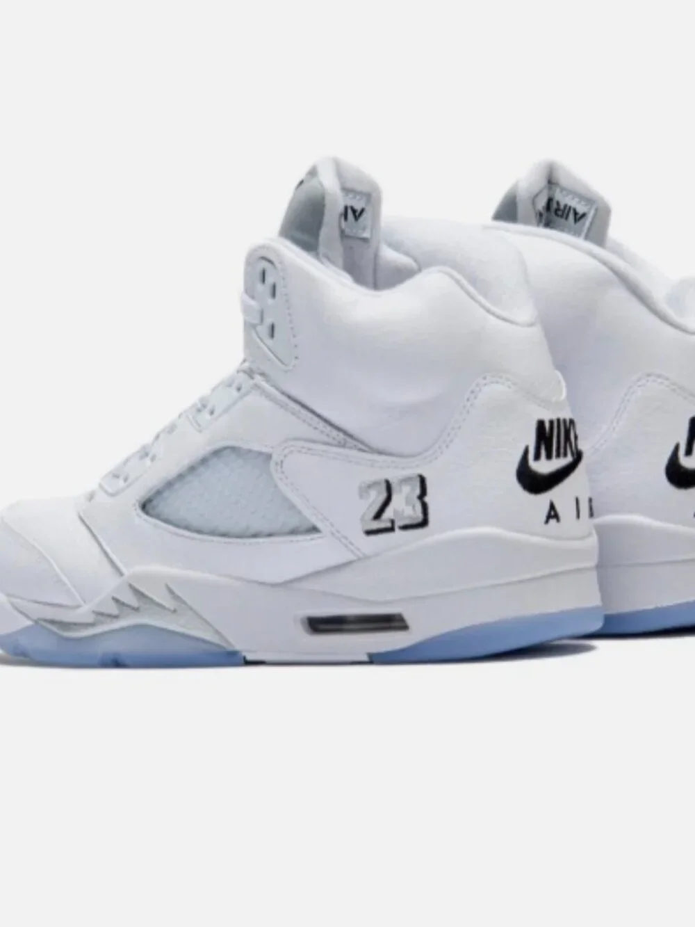 NIKE Jordan 5  All White Clear Translucent Sole Retro Sneakers